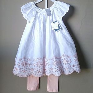 TAHARI Baby Eyelet Tunic Top w/ Leggings 24 M,NWT